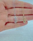 Yellow and White Gold Hand of Fatima Charm Necklace