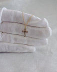 14K Gold CZ Open Cross Pendant Necklace