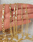 14K Real Gold Open Cuban Curb Link Chain Necklace