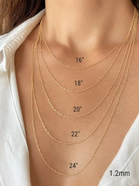 Real 14k yellow gold twisted chain - 1.2mm women's necklace
