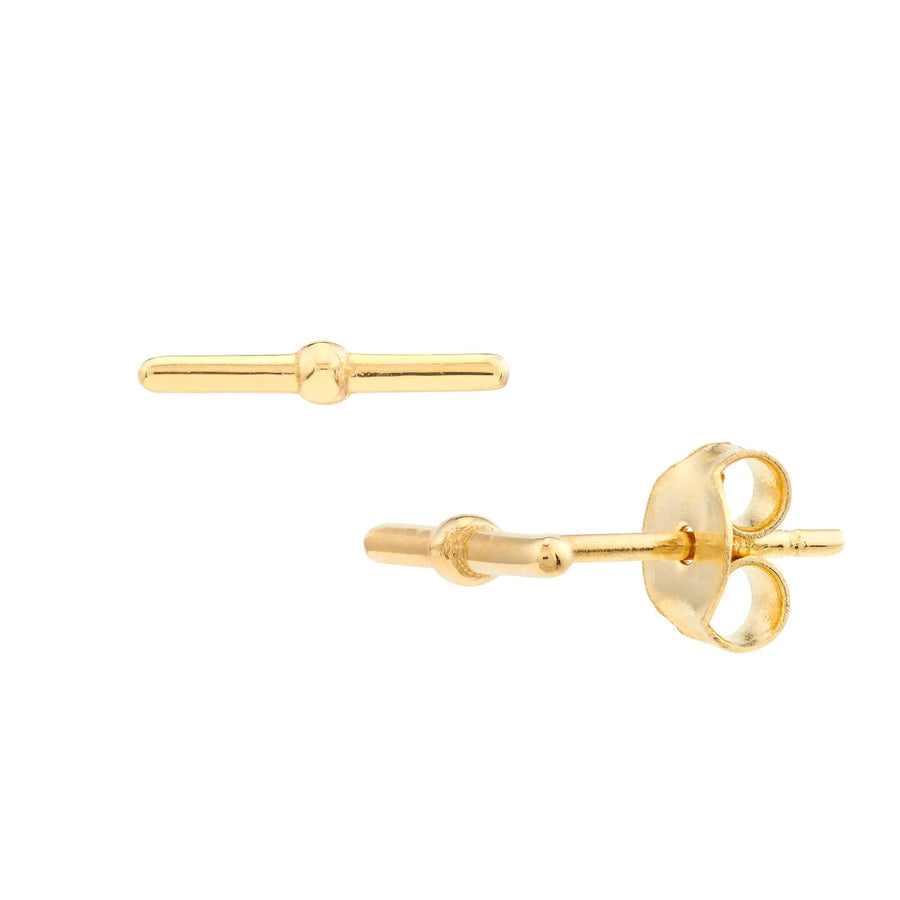 14k gold bar stud earrings