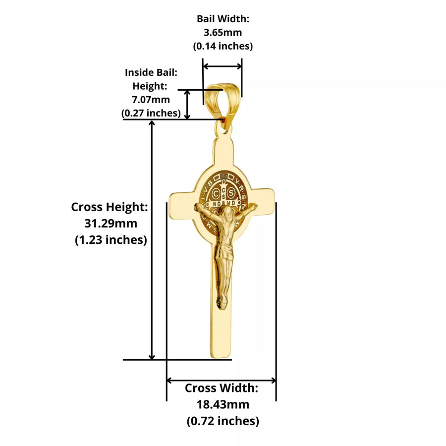 Solid 14K Gold Saint Benedict Crucifix Pendant 
