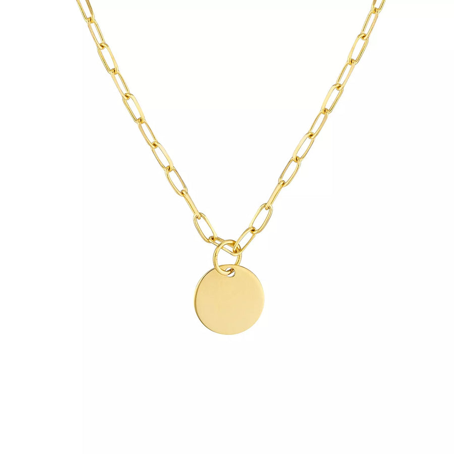 14k solid gold disc necklace
