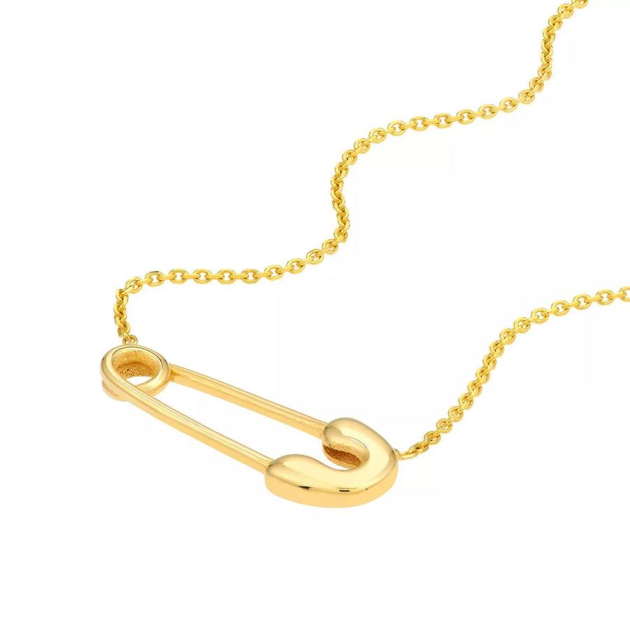 solid gold safety pin pendant