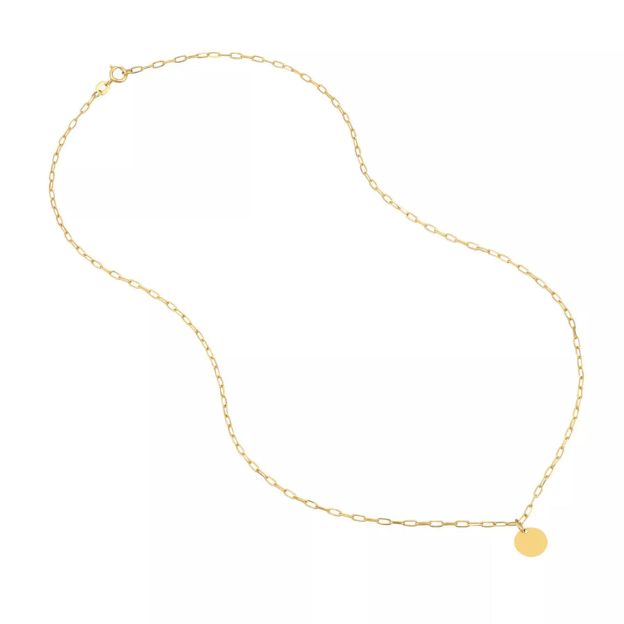 14K Solid gold disc necklace with spring ring clasp
