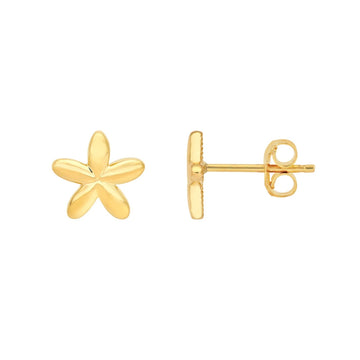 14K solid gold blossom flower stud earrings for women
