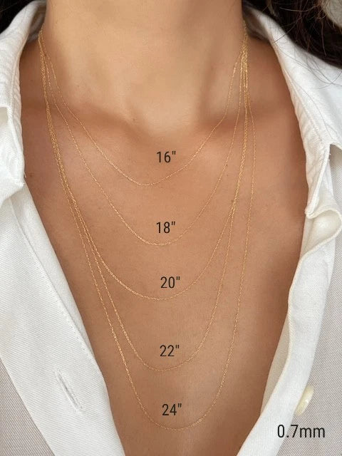14k solid gold twisted rope chain necklace for women - 0.7mm dainty style

