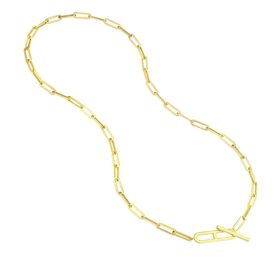 Minimalist 3.8mm thick solid gold chain link necklace with toggle clasp