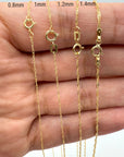 14k solid gold Singapore chain necklace 0.8mm 1mm 1.2mm 1.4mm