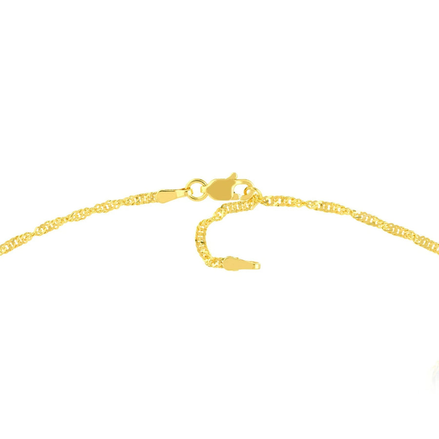 Elegant 14K Solid Gold 1.7mm Twisted Chain Anklet with Lobster clasp