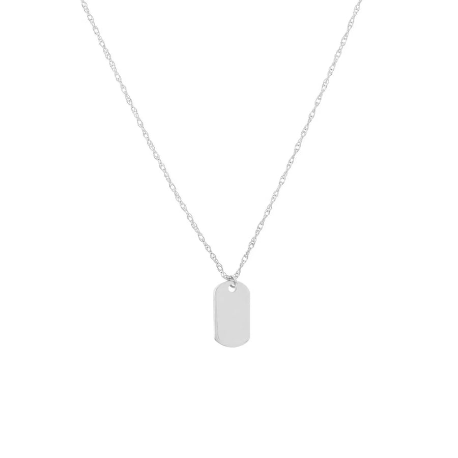 white gold dog tag necklace