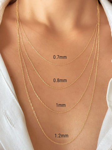 Dainty gold rope chain on model - 14k solid gold necklace
