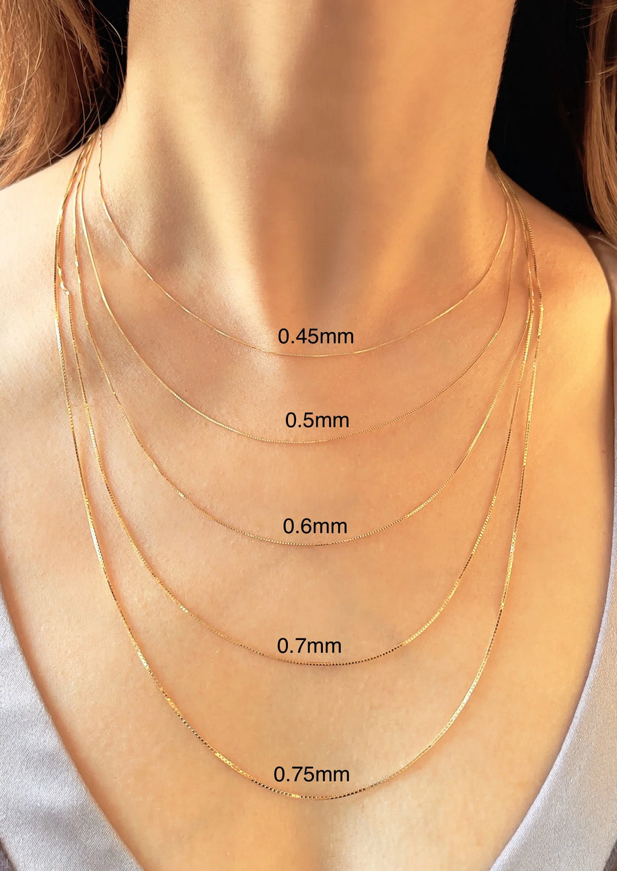 solid gold box chain necklace