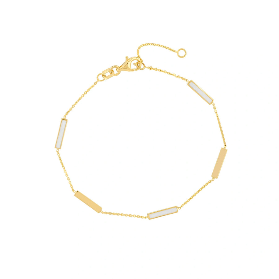 white enamel gold bracelet