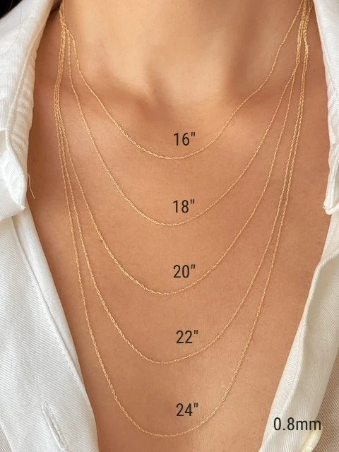 Delicate 14k gold rope chain necklace - 0.8mm minimalist design
