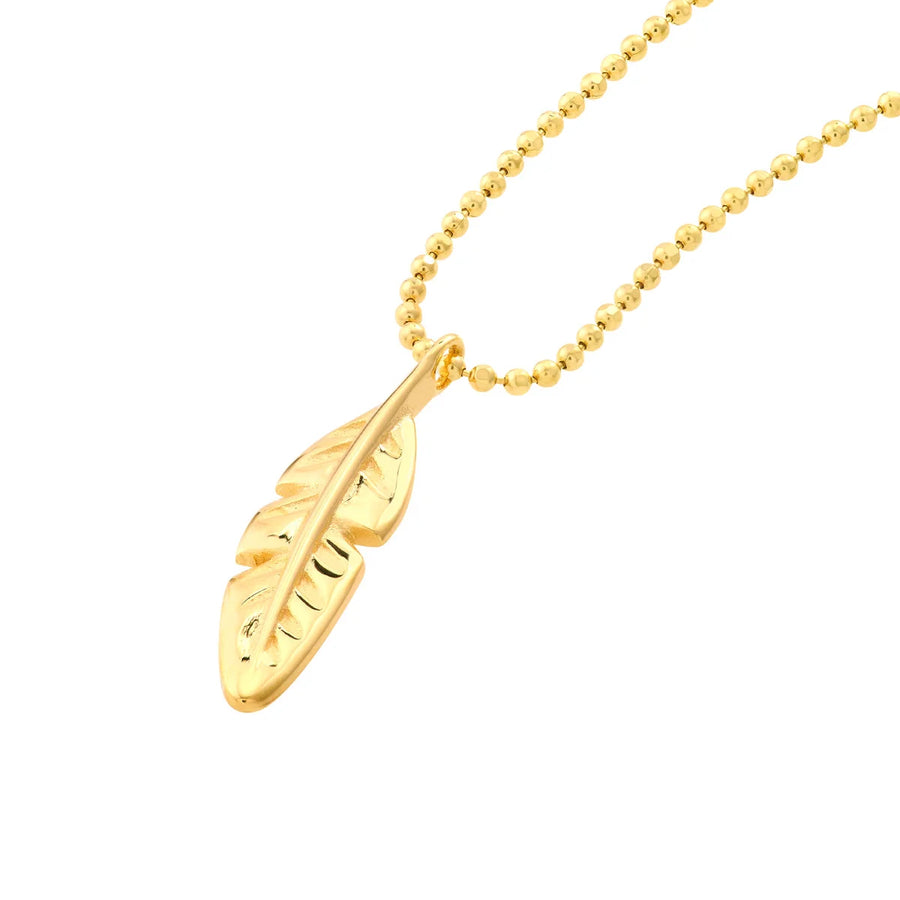 14k gold feather necklace