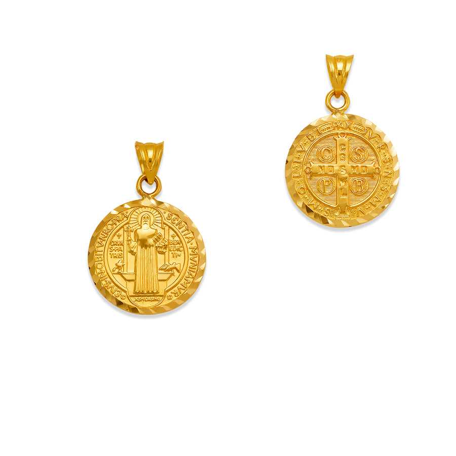 Saint Benedict Medal Real 14K Solid Gold San Benito Medallion Pendant