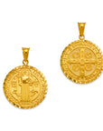 Saint Benedict Medal Real 14K Solid Gold San Benito Medallion Pendant