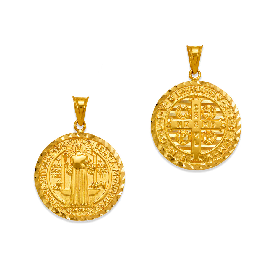 Saint Benedict Medal Real 14K Solid Gold San Benito Medallion Pendant