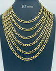 14K Real Gold Figaro Link Chain Necklace