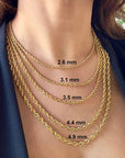 gold rope chain 14k solid