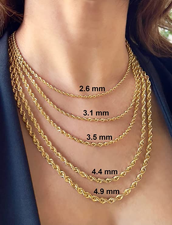 gold rope chain 14k solid