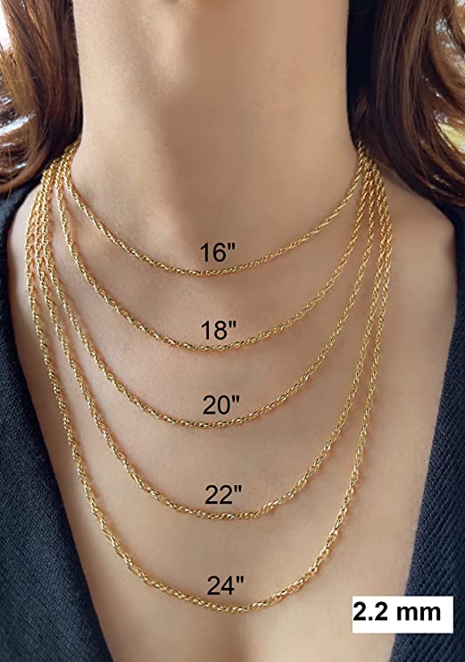 10K-14K Yellow Real Gold Olympia Twisted Link Chain Necklace