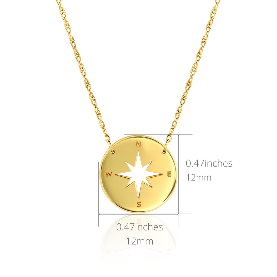 sizing information on a compass necklace - solid gold compass pendant