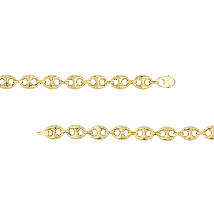 Real 14K Solid Gold Puffed Mariner Anchor Link Chain Necklace