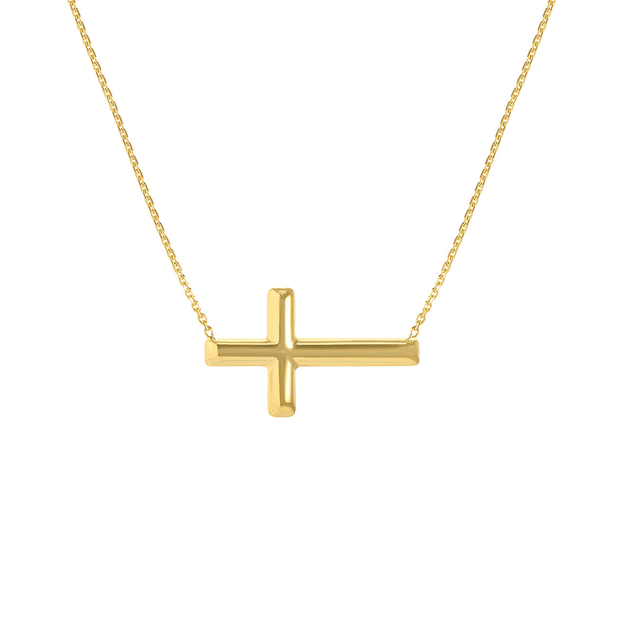 JEWELHEART 14K Real Gold Cross Pendant - Beveled Edge, 0.78x1.33 Inches, For Men & Women