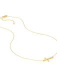 gold cross sideways necklace