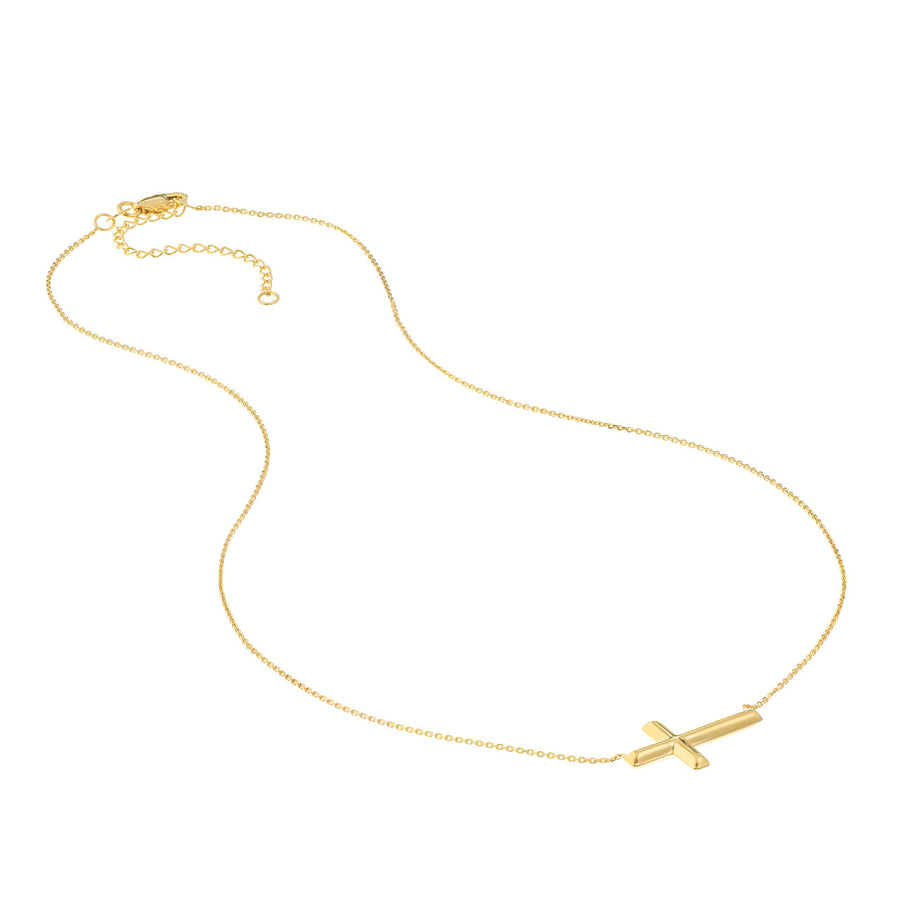 gold cross sideways necklace