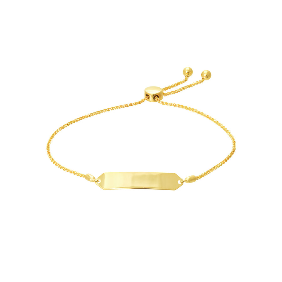 Real 14K Solid Gold ID Bar Chain Bracelet