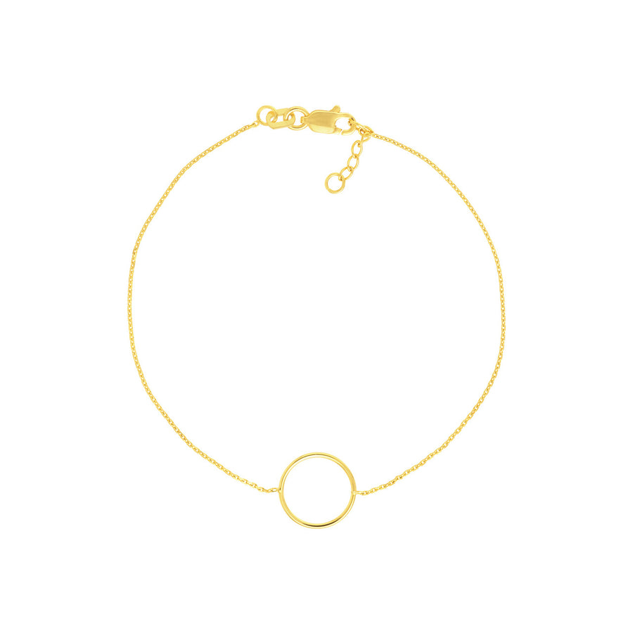 Solid 14K Real Gold Open Circle Bracelet