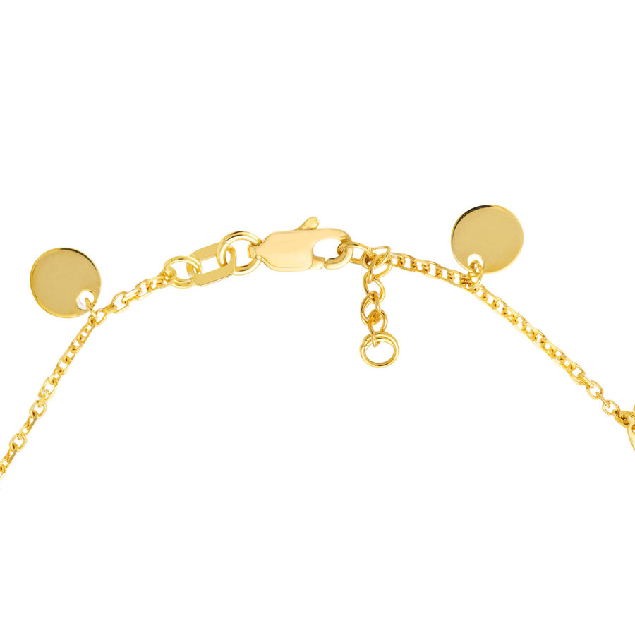 Real 14K Yellow Solid Gold Disc Charm Bracelet