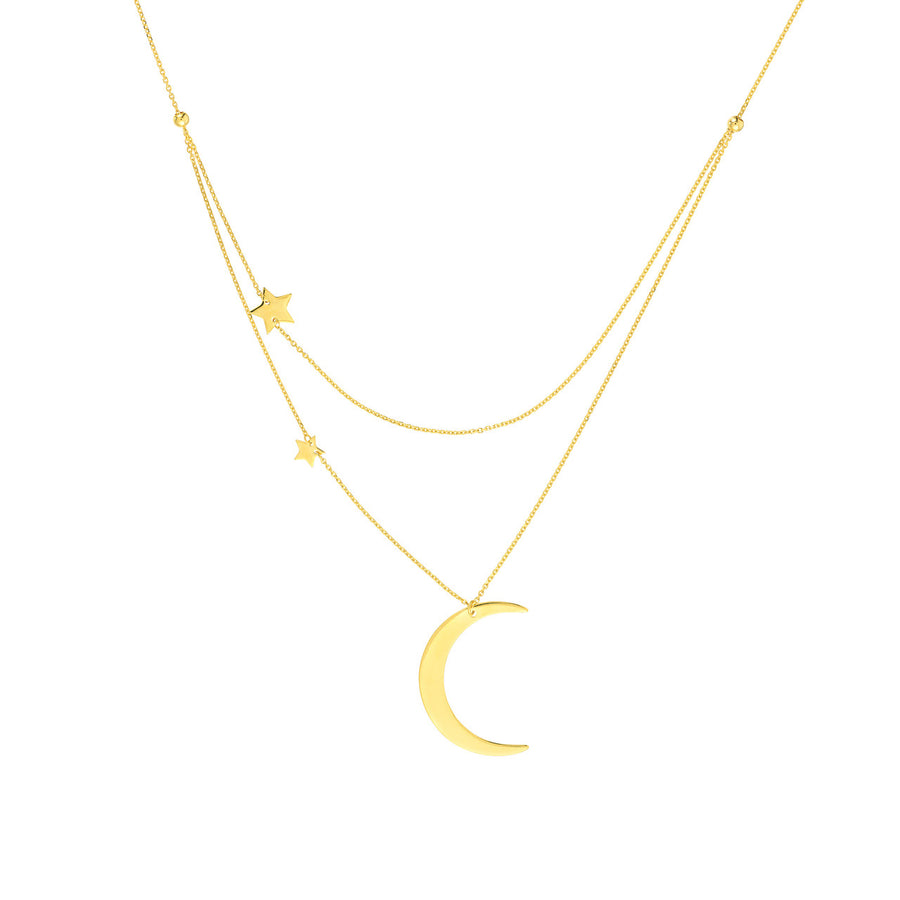 14k gold moon necklace