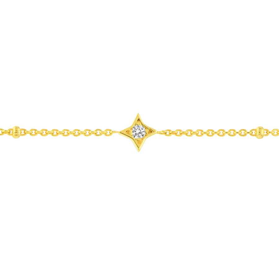 Real 14K Solid Gold Diamond Star Bracelet