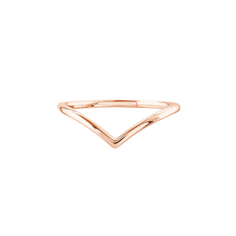 Solid 14K Real Gold Chevron Ring