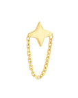 Solid 14K Real Gold Star Chain Earrings