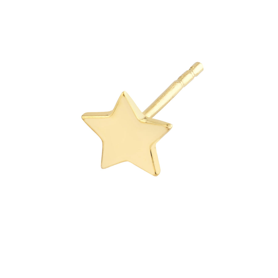 Real 14K Solid Gold Star Stud Earrings