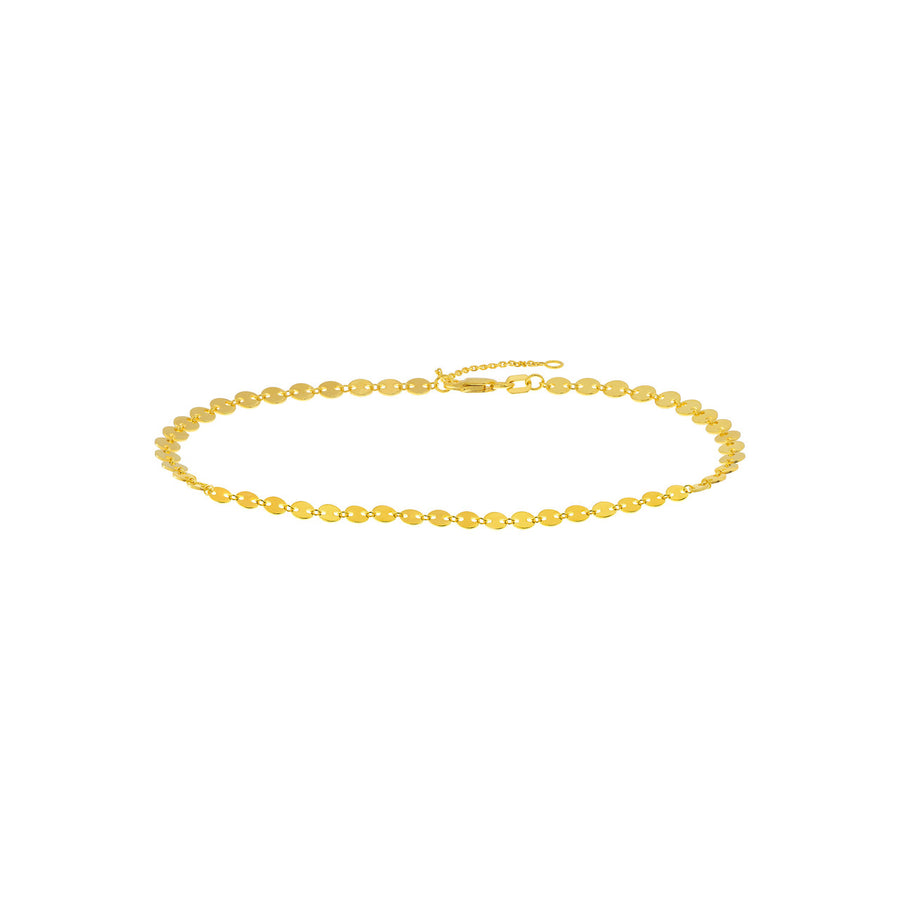 Real 14K Solid Gold Disc Chain Anklet