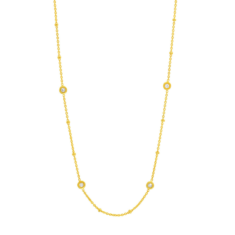 diamond station necklace yellow gold
