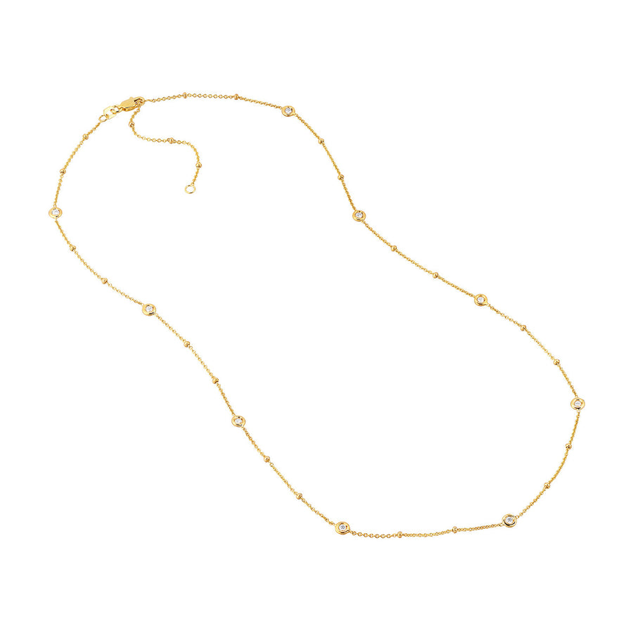 diamond station necklace white gold
