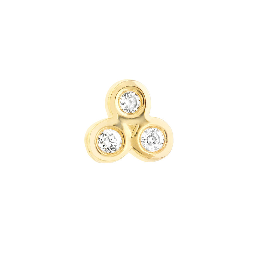 Solid 14K Real Gold Diamond Trinity Stud Earrings
