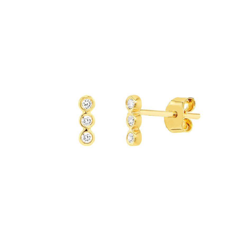 gold diamond bar earrings