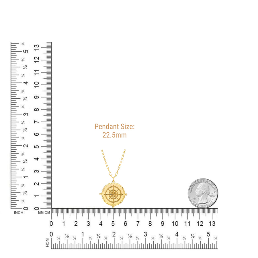 compass gold pendant