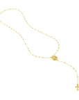 Women real 14k solid gold rosary beads necklace