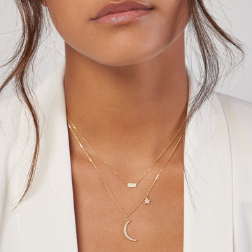 14K gold crescent moon necklace