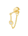 Real 14K Solid Gold Diamond Chain Stud Earrings