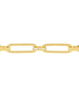 Real 14K Solid Gold Diamond Paperclip Link Chain Bracelet